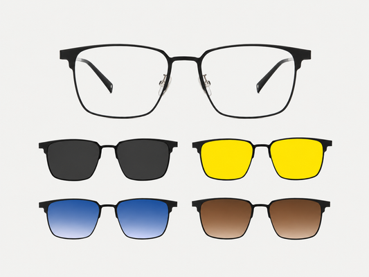Titanium Magnetic Clip-on Eyeglasses Sunglasses (5-in-1)