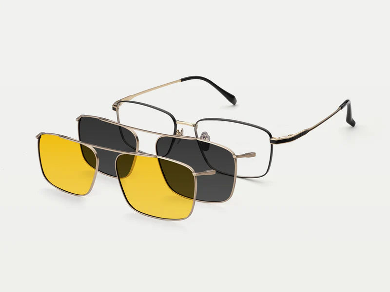 Titanium Rectangular Magnetic Clip-on Eyeglasses Sunglasses