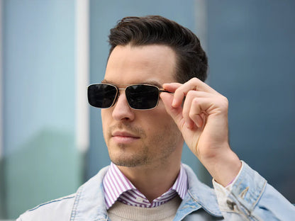 Titanium Rectangular Magnetic Clip-on Eyeglasses Sunglasses