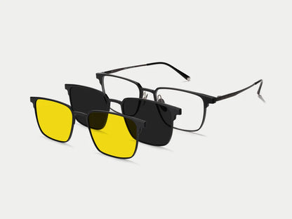 Titanium Magnetic Clip-on Eyeglasses Sunglasses (5-in-1)